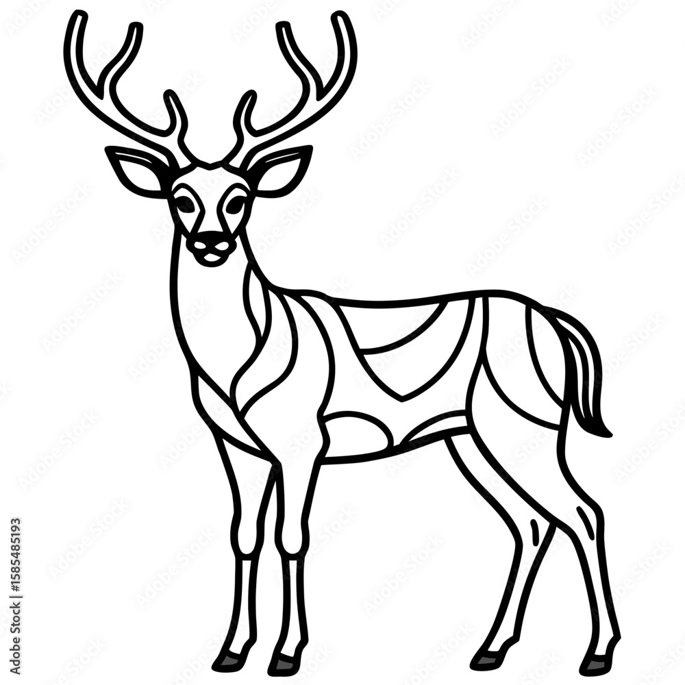 Fototapeta premium Artistic geometric deer silhouette with elegant antlers