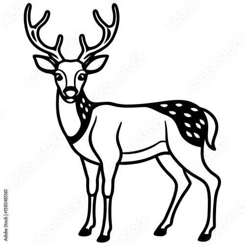 Elegant fallow deer with antlers and spotted coat silhouette
