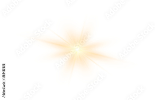 Shine glowing star. PNG Golden Spark isolated
