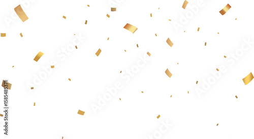 Falling gold confetti background. PNG illustration of festive confetti
