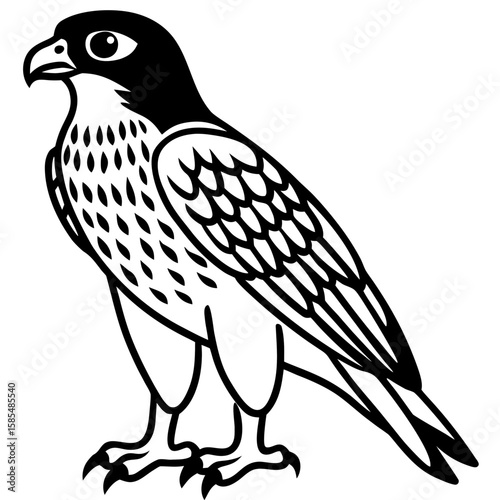 Detailed stylized falcon perched with sharp talons and fierce gaze silhouette