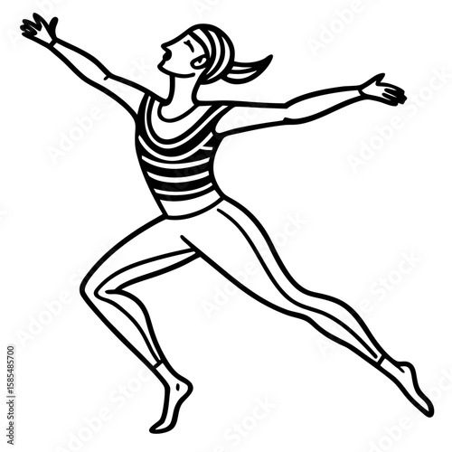 Joyful dancer with arms raised in dynamic pose silhouette