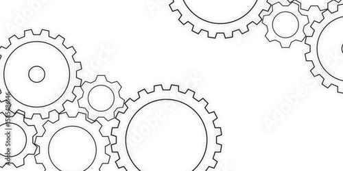 Gear texture industry icon on white background. Techno background with geometric gear wheels technologic mechanical gear shapes vector design background. Gear mechanism vector illustration design.	

