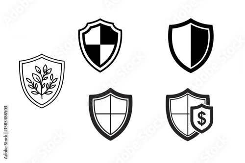 Secure shield icons showcase protection and assurance, offering a modern design element for various safety related applications and branding.