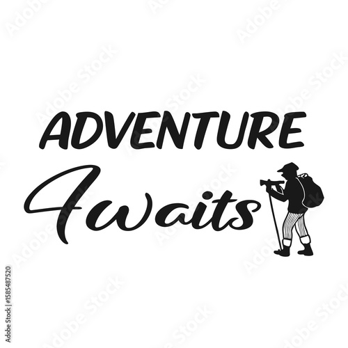 Typography Design – Camping Typography T-shirt Design, Adventure Awaits