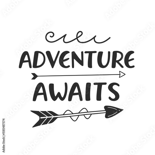 Typography Design – Camping Typography T-shirt Design, Adventure Awaits