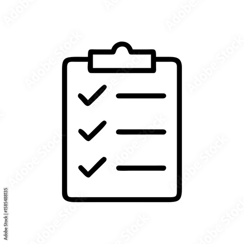 black outline clipboard with checklist icon is perfect for productivity blogs, task management websites, or business planning content