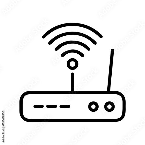 minimalist line-art icon of a wireless router is perfect for technology websites, internet service providers, or blogs about connectivity and home networks.