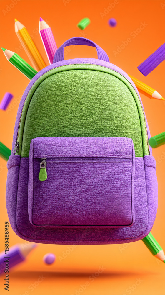 Fototapeta premium school bag with school supplies