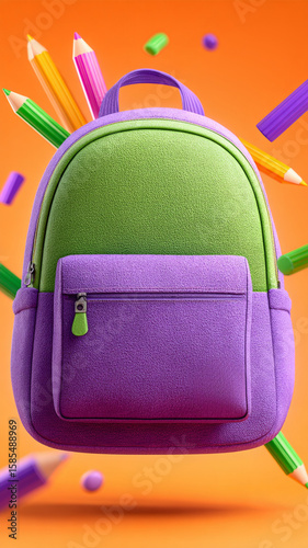 school bag with school supplies