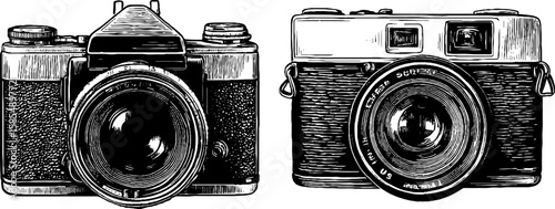 Vintage camera obscura engravings for historical design and art projects