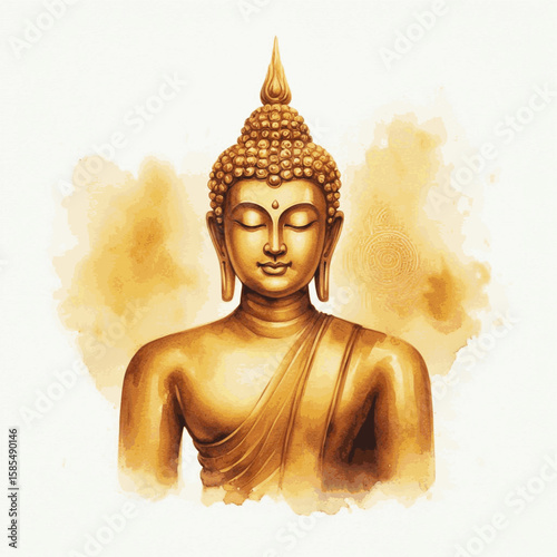 Ancient Stone, Watercolor Soul Buddha statue isolated vector illustration svg