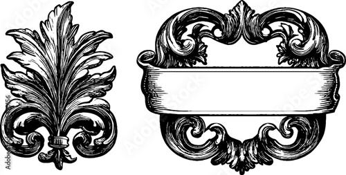 Vintage ornamental design elements for diplomas and certificates