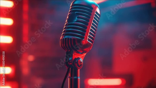 Vocalist in spotlight with microphone