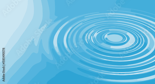 Seasonal cleaning of pools graphic with blue water circles, rings radiating outward. Focus on seasonal cleaning of pools, including algae removal and maintenance.