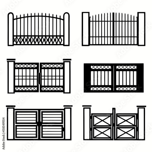 Ornate metal gates with decorative patterns vector
