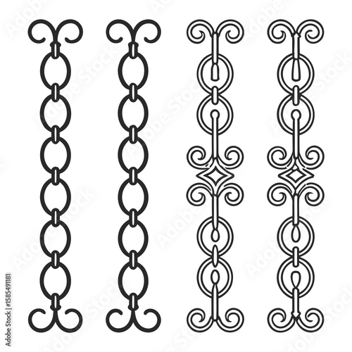 Ornate black metal decorative chains ornamental links