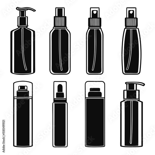 Various cosmetic containers with dispensers cosmetic bottles