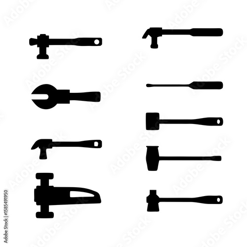 Various hand tools and hammers wrench metal