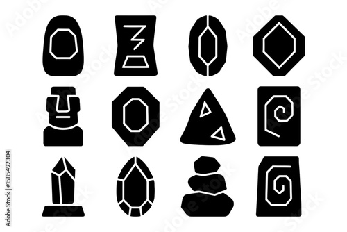 Abstract rock shapes collection in bold silhouette style