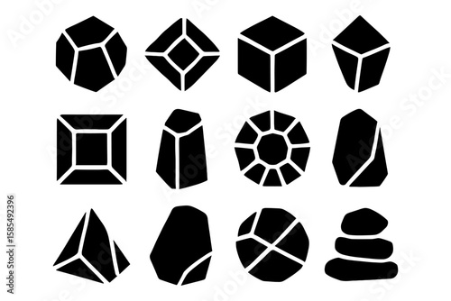 Silhouette geometric gems patterns and shapes collection