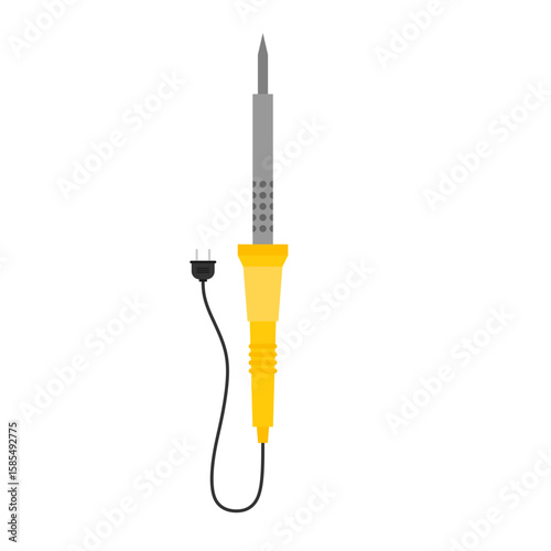 soldering iron flat design vector illustration for Electronic Repair and DIY Projects. station temperature, lead rosin, electric tool desolder soldering iron sign.