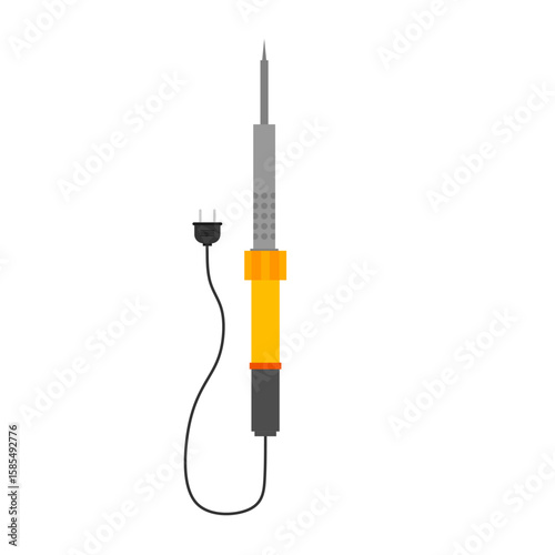 soldering iron flat design vector illustration for Electronic Repair and DIY Projects. station temperature, lead rosin, electric tool desolder soldering iron sign.