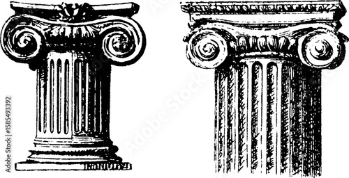 Colonial revival porcelain column engravings for historical design and decor