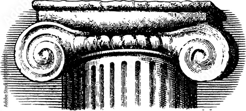 Greek revival architecture engraving for historical design concepts
