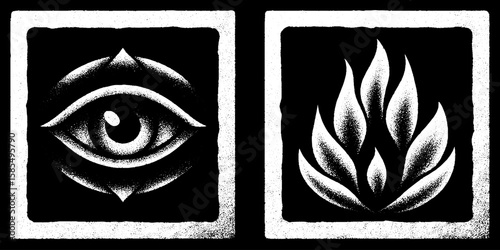 Mystical guru and third eye illustration set for spiritual art and meditation design