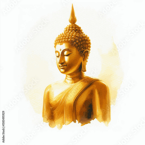 The Awakened Wash Buddha statue isolated watercolor vector illustration svg