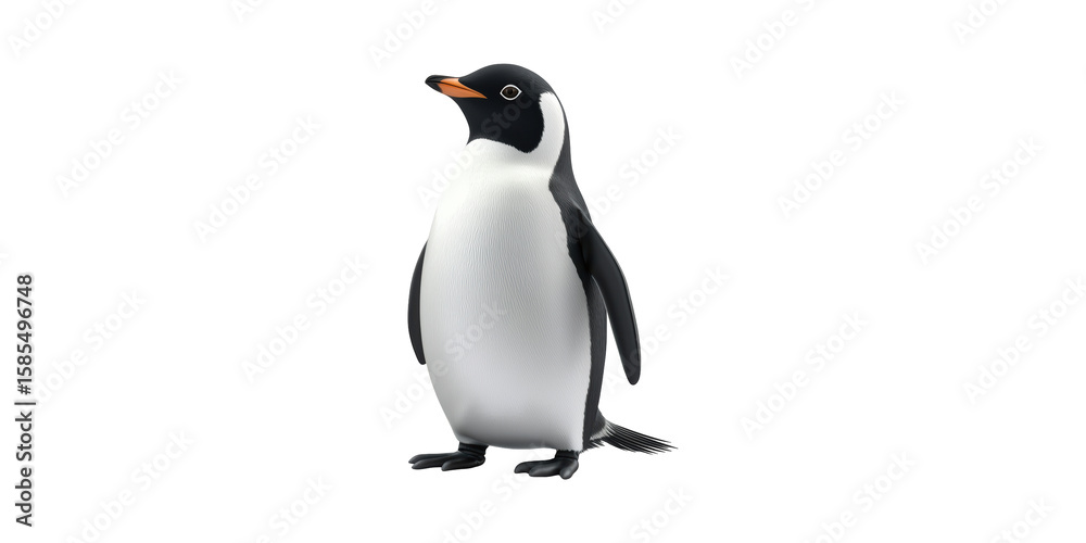 Fototapeta premium Realistic 3D Of A Penguin. Wildlife And Nature Representation Isolated On Transparent Background
