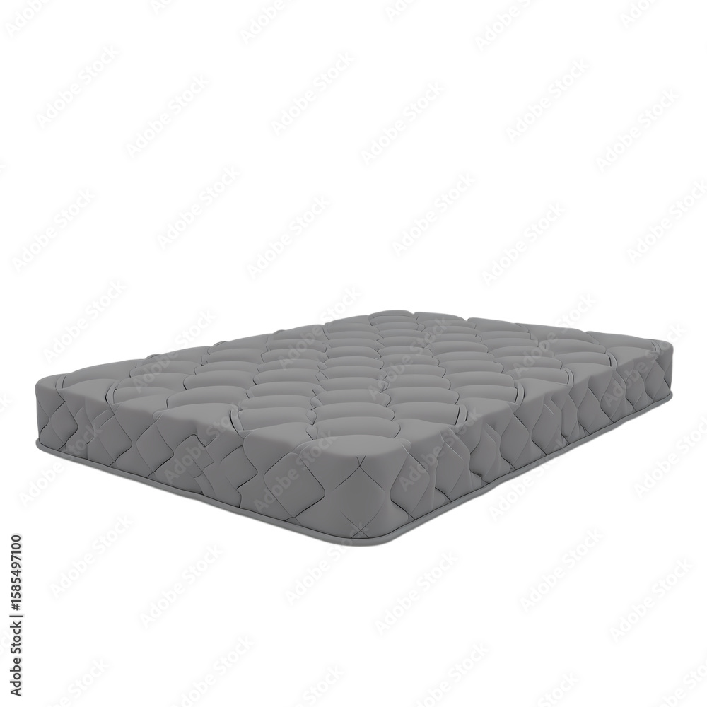 Fototapeta premium 3d Grey mattress with tufted design isolated on transparent background
