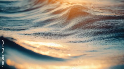 Ocean at sunset with reflections, tranquil waves and a serene atmosphere