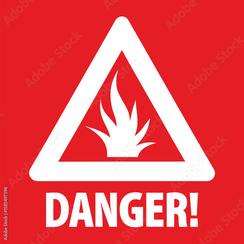 Triangle fire hazard warning sign with a flame icon