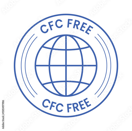 CFC Free Ozone Friendly Icon with Globe Eco Badge, Environmental Safety Vector