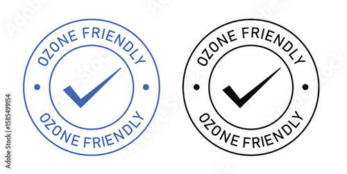 Ozone Friendly Badge Icon with Check Mark, Eco Seal, Green Environmental Label