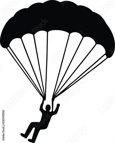 Silhouette skydiver parachute jumping extreme sport vector Illustrator