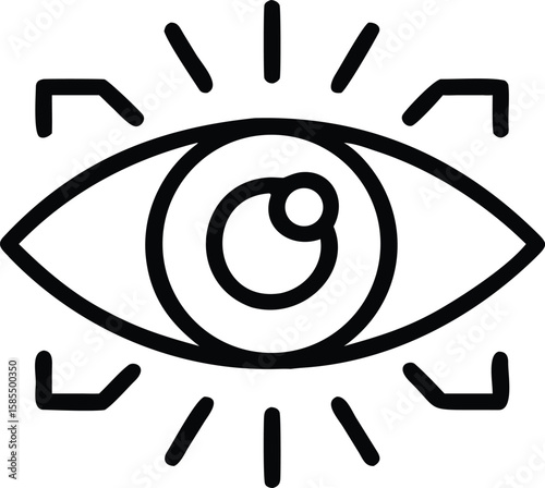 Eye scan icon, outline style, digital security, data recognition system illustration