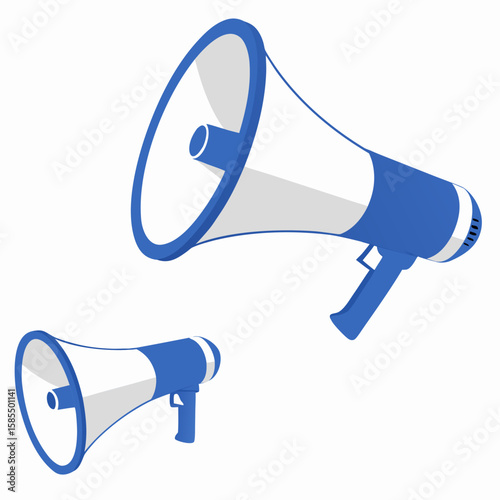 
a blue and white megaphone