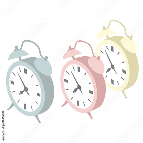 
a group of alarm clocks