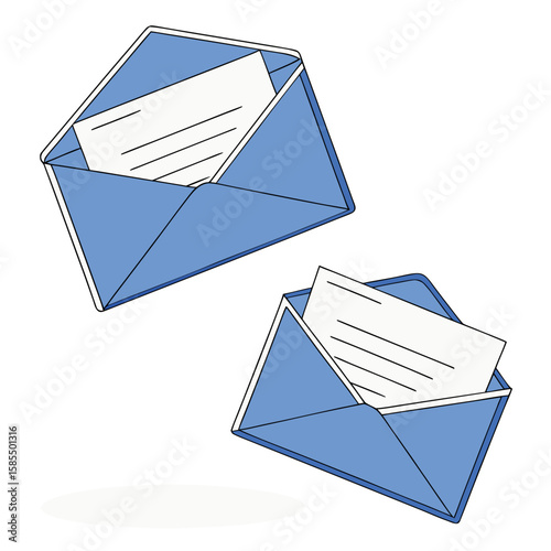 
a blue envelopes with papers in them