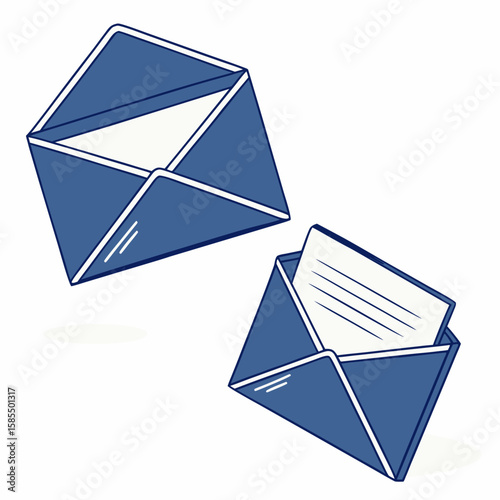
a blue envelopes with a paper inside