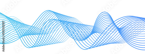 Abstract wave design with overlapping curved lines and  gradient. Lines rhythmic, flowing, elliptical waveform and sound waves or frequency modulation. Harmony, energy, and movement. 