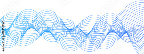 Abstract wave design with overlapping curved lines and  gradient. Lines rhythmic, flowing, elliptical waveform and sound waves or frequency modulation. Harmony, energy, and movement. 