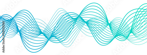 Abstract wave design with overlapping curved lines and  gradient. Lines rhythmic, flowing, elliptical waveform and sound waves or frequency modulation. Harmony, energy, and movement. 