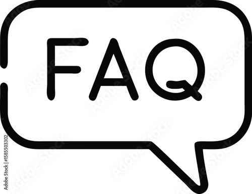 FAQ frequently asked questions in speech bubble line art style illustration