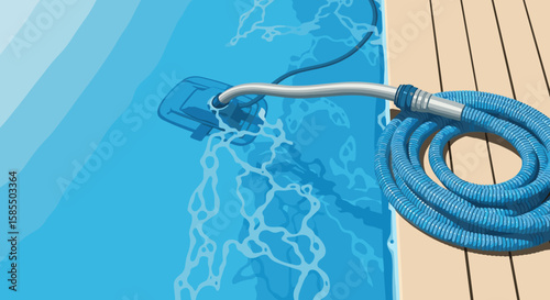 Seasonal cleaning of pools with a robotic pool cleaner ensures water clarity for summer fun. This seasonal cleaning of pools involves vacuuming debris, algae, and dirt from pool bottom.