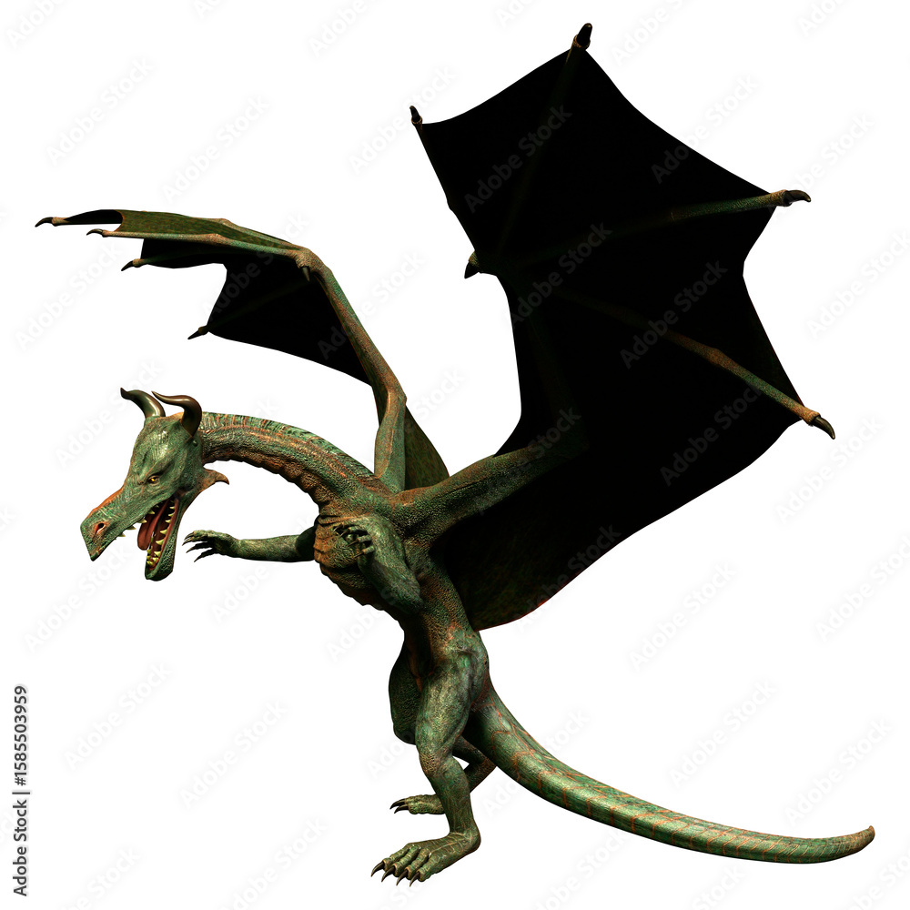 Fototapeta premium 3D Rendering Fairy Tale Dragon on White
