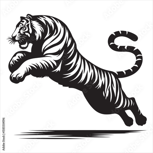 siting tiger face Silhouette Vector Art, and Graphic, vector black color silhouette , solated white background 